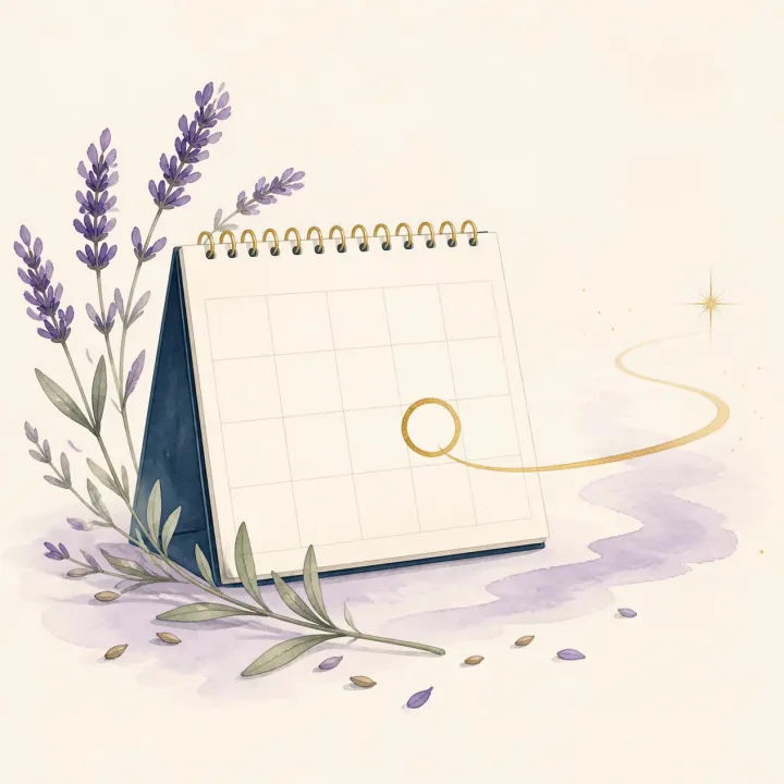 Calendário com alfazema